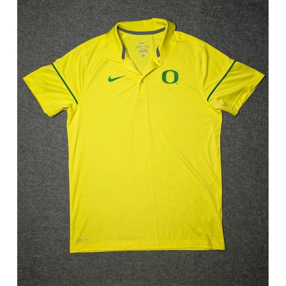 Nike Dri-Fit University of Oregon Ducks OSU Yellow Polo Shirt Men's Sz Medium